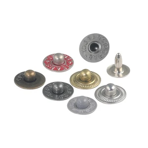 China Manufacturer Custom Engrave LOGO Rivets 9MM 9.5MM Different Color Plating Metal Jeans Rivet For Denim Pants Bags Shoes