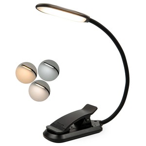 Wholesale Small Portable Reading Lamp 3 Colors 10 Brightness Flexible Neck USB Rechargeable LED Desk Lamp Clip Book Light
