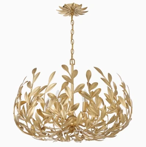 French Retro Wrought Iron Leaf Branch Chandelier, American Minimalist Modern Simple and Atmospheric Creativity