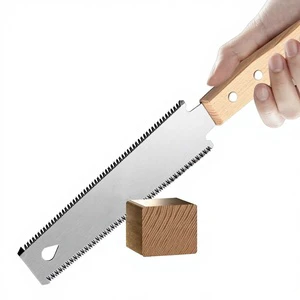 Silver & Brown Handheld Woodworking Hand Saw with Wood Handle Fine-Toothed Blade for Tree and Household Cutting