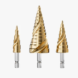 HEMAI Tin-coating High-Speed Steel Step Drill Bit (4-32mm) for Metal Drilling with Customization Support
