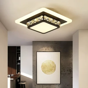 Modern Luxury LED Crystal Wall Lamp for Indoor Living Room Corridor Bedroom Bedside Black Shade DIY ETL Certified Ceiling Light