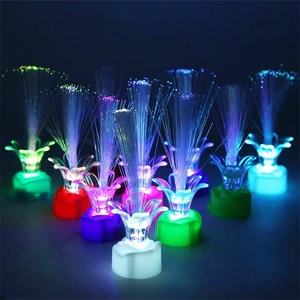 Top Sale Colorful Fiber Optic LED Rose Light LED Color Changing Crystal Fiber Centerpiece Night Lamp for Party Wedding