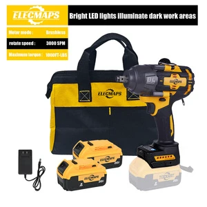 High Torque 1000 Ft-lbs (1500Nm) 21V Brushless Cordless Impact Wrench with 1/2