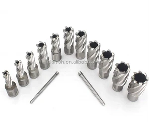 13pcs Bright Uncoated Annular Drill Bit Set Annular Cutter Hss for Metal Hole Cutter Power Tools for Magnetic Base Drills