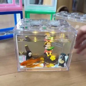 Mini Eco Friendly Plastic Square Fish Tank Desktop Aquarium Betta Goldfish Household Decor