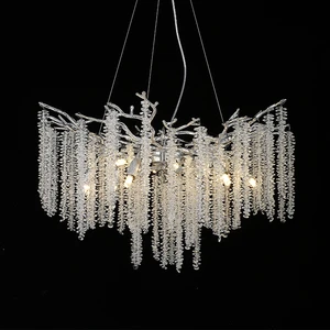 French Luxury Living Room Crystal Design Chandelier Hotel Modern Decoration Chrome Tree Branch Lamp