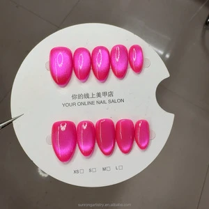 Nail Art Supplier Full Cover Plastic Nails Artificial Fingernails Soild Color Short Almond Handmade Press on Nails