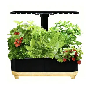 Indoor Aeroponics Hydroponic System LED Grow Light Intelligent Planter Black Plastic Cover Easy Operate Environment Friendly for
