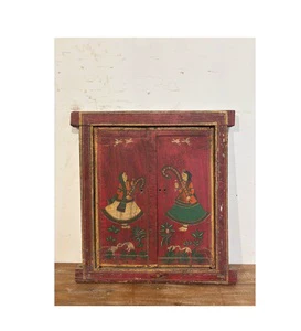 Wooden Window Hand Painted Indian Most Selling Solid Wooden Window Handcrafted Garden Window with Painted Door for Best Gifting
