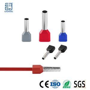 TE 22-6 AWG Double Wire Connector Cable Cord End Copper-Insulated Crimp Ferrule Terminals With Brass Lug Bootlace Design
