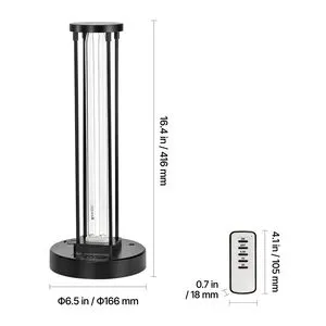36W Ultraviolet Lamp with Ozone Purifier Portable UV Sterilizer 3-Gear Timer Remote Control for 30/60/120 Minutes Room UV Light