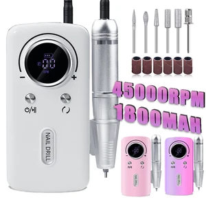 High Quality Portable Cordless Nail Art Drill 45000RPM Electric File Sander for Gel Polish ABS Material Luxury Rechargeable