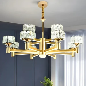 Modern Nordic Simple Light Luxury Branch -Shaped Poly Head Crystal Chandelier Pendant Light Nordic Style for Living Room Bedroom