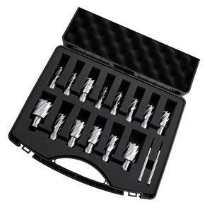 16-Piece Annular Cutter Set Weldon Shank HSS 14 Drill Bits Kit for Mag Base Drills 1\