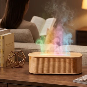 Colorful Flame Ultrasonic Aroma Diffuser Humidifier With LED Lighting Low Noise USB Powered For Home Hotel & Guesthouse Use