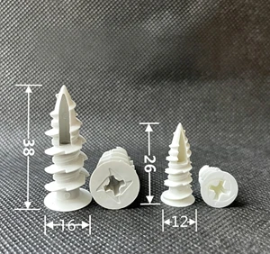 12*26mm White Vortex Cross-hole Nylon Spiral Drywall, Anchors,Self Twist Hollow Wall Plug, for Gypsum Board Expansion,Plug