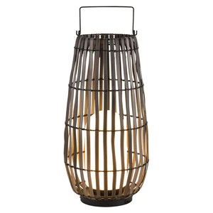 Solar Floor Lamp Outdoor Solar Powered Lantern for Patio Waterproof Rattan Deck Lights for Porch Yard Garden Lawn Pathway