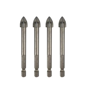 Multi-Functional Hexagonal Shank Cross Tip Carbide Drill Bit Set for Glass Ceramic Tile Marble Granite Brick Wall