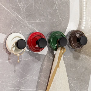 Multicolor Two-Tone ABS Suction Cup Hooks Reusable Strong Adhesive Heavy-Duty Waterproof Bathroom Towel Mask Jewelry Hooks