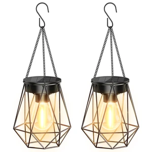 Outdoor Solar LED Garden Lantern Lamp Warm White Metal Waterproof Lights for Home Patio Pathway Lawn Decoration