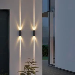 Aluminum Waterproof Outdoor Wall Lights Modern Porch Lantern Spotlights 3000K 6W Black Exterior Wall Sconces Up/Down