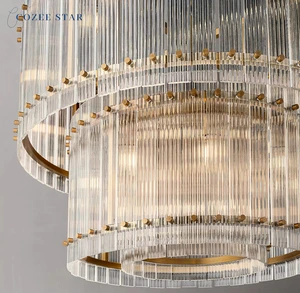 Modern LED San Marco Two-Tier Round Glass Chandelier Pendant Light E12 Bulb Base Remote Control Hanging Lights