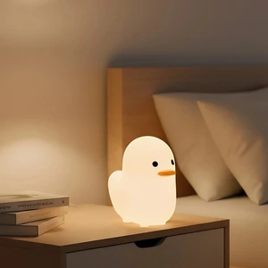 Skin Friendly Baby Night Light Cute Little Duck LED Rechargeable Battery Color-Changing Portable Nursery Bedside Sleep Aid