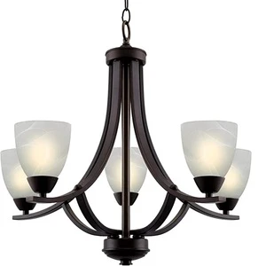 Royal Vintage Style Metal Black 5 Light Ceiling Light Fixture Chandelier Banquet Pendant for Foyer Living Room Bedroom