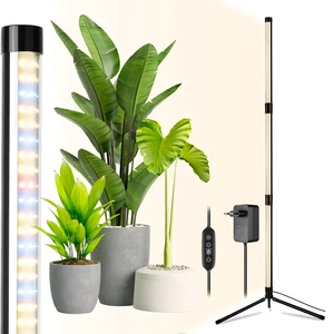 Adjustable Brightness 32W 162 LED Standing Grow Light With Timer T10 Full Spectrum LED Vertical Plant Light for Indoor Growing