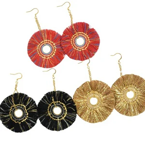 High Quality Bohemian Style Large Circle Earrings, Simple and Personalized Multi-color Tassel Earrings, Women's Accessories
