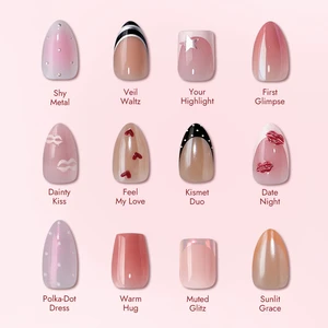 BTArtbox Spring Summer Cute Artificial Press On Nails Wholesale Short Almond Handmade 3D Polka Dot French False Fake Nails
