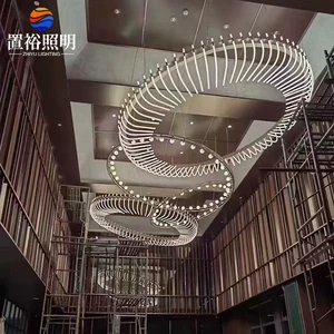 Chinese Factory Supply Warm White Lighting Commercial Center Custom Metal Glass Chandeliers Pendant Light