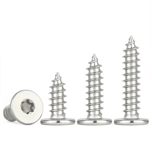 304 Stainless Steel Torx Flat Head Large Thin Head Self Tapping Screws CA Tamper Resistant Security Screws M2 M3 M4 M5 M6