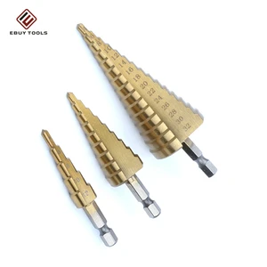 Multi-Functional Drill Bit 3PCS Titanium Coated 3-12mm/4-12mm/ 4-20mm Step Drill Bits with Hexagon Shank for Stainless Steel