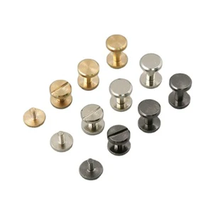 8mm 10mm Solid Brass Flat Double Cap Rivet Chicago Binding Screws Rivet For Leather Belt