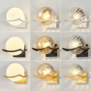 European Interior Nordic Postmodern Corridor Staircase Home Decor Light Fixture Creative Glass Ball Hotel Restaurant Wall Lamps