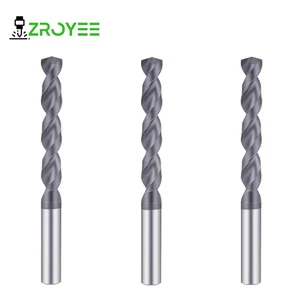 Solid Carbide Drill Bit TiAlN Coating 2 Flute Self-Centering Point Short/Long Flute Length Optional for Stainless Steel Carbon