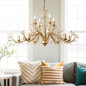 American-style crystal living room chandelier, grand and dining lamp, simple branch-shaped French light luxury villa