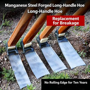 ThickenedWeldedHoeWideHoeFlatHoeFanShapedHoeMountainDiggingWeedingHoeWithWoodHandleAgricultural