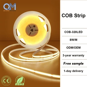 Bendable Dotless COB LED Tape Light 320LEDs/m 24V Cuttable Flexible Strip for Indoor Cabinet Decoration