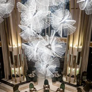 Luxurious Modern Design Hotel Lobby Switch Control Pendant Lamps Wedding Venue Large Glass Custom Chandeliers