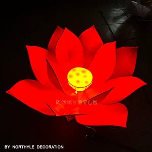 Custom Size Red Satin Fabric LED Light Source Lotus Lantern IP65 Rate Christmas Halloween Holiday Decoration Motif Light