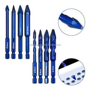 4PCS 6/8/10/12MM Multifunctional Hexagonal Shank Eccentric Drill Bit, Ceramic Super Hard Dry Drilling Bit for Cutting Wood, c