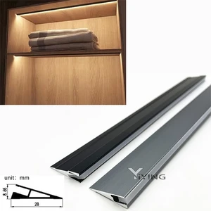 Ultra-thin LED Cabinet Strip Light Surface Mounted Aluminum Profile Wardrobe 45 Degree Oblique Lighting Front Hidden Shelf Lamp