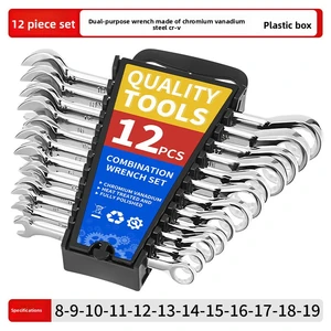 2-in-1 Chrome Vanadium Steel Mirror Surface Double-Ended Wrench Sets One-Way Metric Quick Assembly Thickened Quick Wrench
