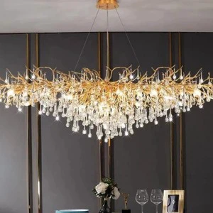 Droplet Branch Shaped Crystal Chandelier Nordic Creative Living Room Pendant Lamp Light Luxury Decoration Cristal LED Chandelier