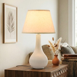 Ceramic Table Lamps For Living Room Bedroom Lamps Modern Boho Bedside Lamps Night Stands Farmhouse Vintage Large Nightstand Lamp