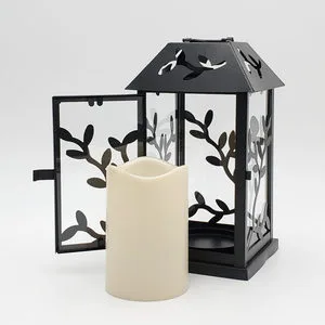 Beautifully Designed Handmade Moroccan Iron Black Metal LED Lantern Durable Modern Festive Multi-functional Home Decoration