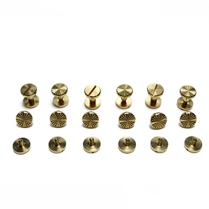 Decorative Flower Pattern Head 8mm 10mm Solid Brass Screwback Stud Rivets Double Cap Male Female Screws Chicago Binding Screw